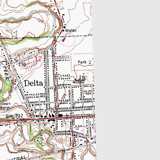 Topographic Map of Delta Middle School, OH