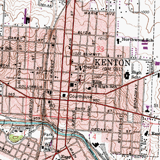 Topographic Map of Saint Johns United Church of Christ, OH