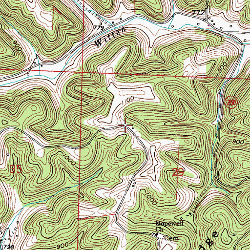 Topographic Map of Cross Keys (historical), OH