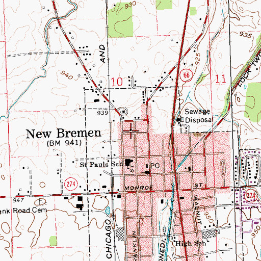 Topographic Map of Saint Peters United Church of Christ, OH