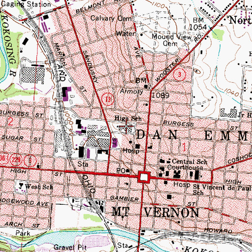 Topographic Map of Mount Vernon Middle School, OH
