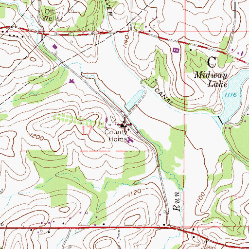 Topographic Map of Columbiana County Home, OH