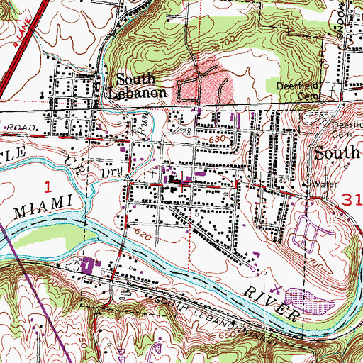 Topographic Map of South Lebanon Elementary School, OH