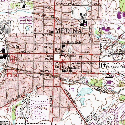 Topographic Map of Medina County District Library, OH