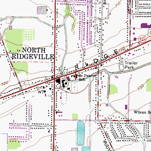 Topographic Map of Saint Peters Catholic Church, OH