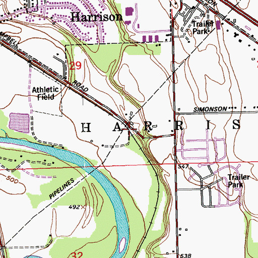 Topographic Map of Simonsons (historical), OH