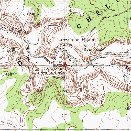 Topographic Map of Battle Cove Ruins, AZ