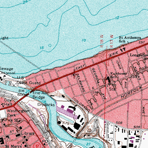 Topographic Map of Delaware Avenue United Methodist Church, OH