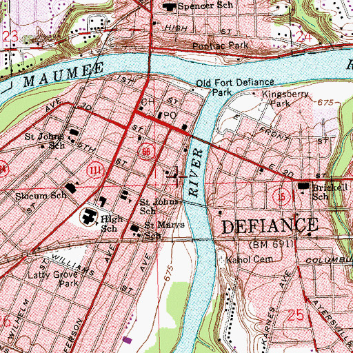 Topographic Map of First Presbyterian Church, OH