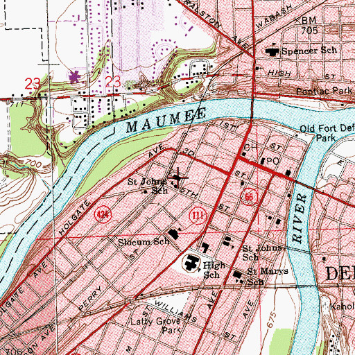 Topographic Map of Saint Johns Catholic Church, OH