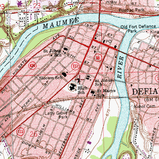 Topographic Map of Saint Paul Lutheran Church, OH