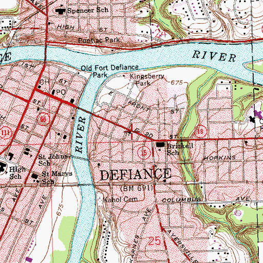Topographic Map of Trinity United Methodist Church, OH
