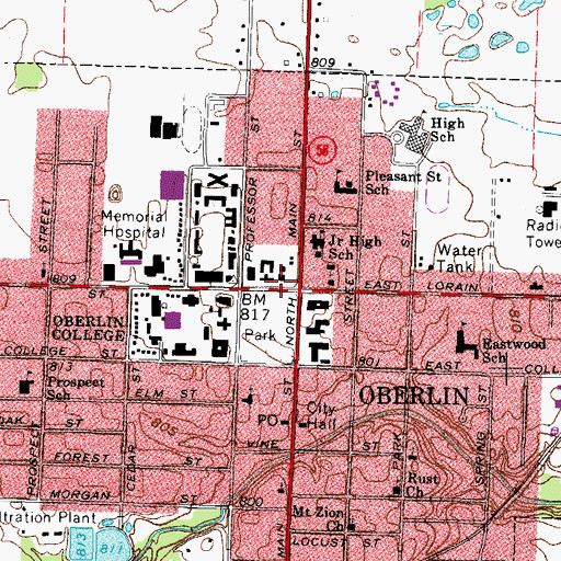 Topographic Map of Congregational Church of Christ, OH