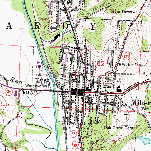 Topographic Map of Millersburg United Methodist Church, OH