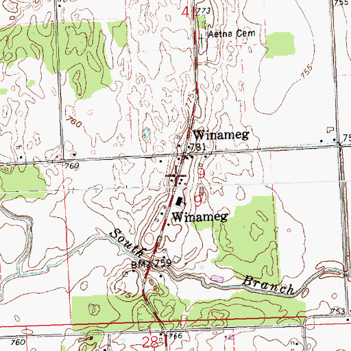 Topographic Map of Winameg Christian Church, OH