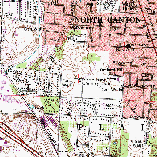 Topographic Map of Arrowhead Country Club, OH