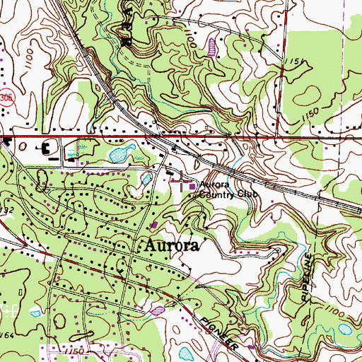 Topographic Map of Aurora Country Club, OH