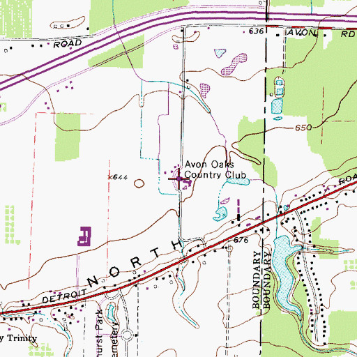 Topographic Map of Avon Oaks Country Club, OH