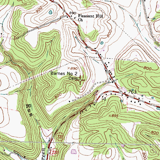 Topographic Map of Barnes Number 2 Cemetery, OH