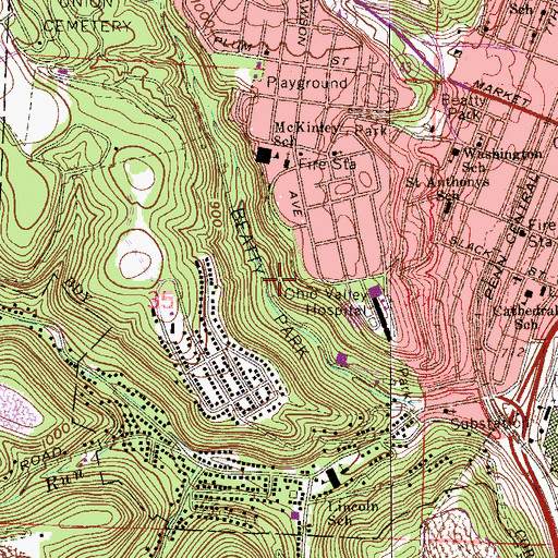 Topographic Map of Beatty Park Number 1, OH
