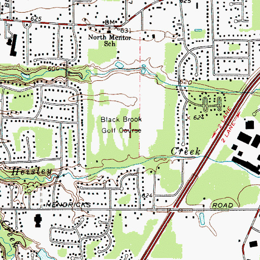 Topographic Map of Black Brook Golf Course, OH