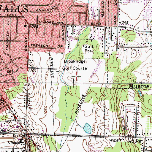 Topographic Map of Brookledge Golf Course, OH