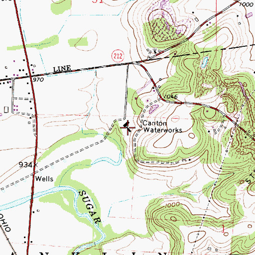 Topographic Map of Canton Waterworks, OH