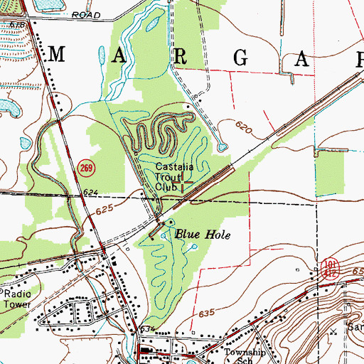 Topographic Map of Castalia Trout Club, OH