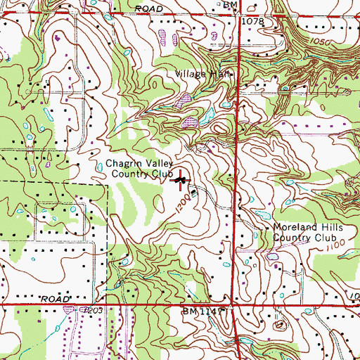 Topographic Map of Chagrin Valley Country Club, OH