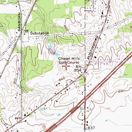 Topographic Map of Chapel Hills Golf Course, OH