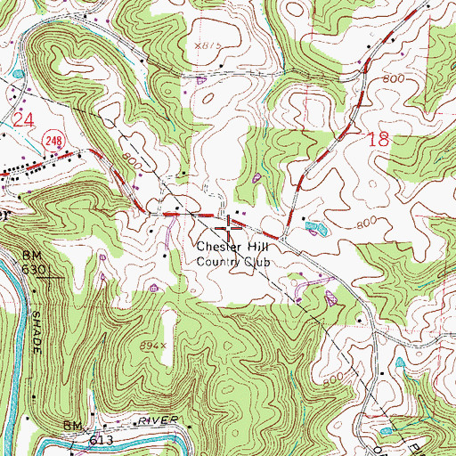 Topographic Map of Chester Hill Country Club, OH