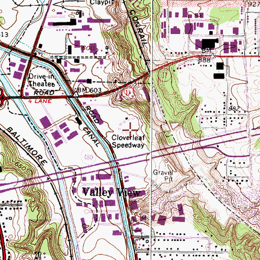 Topographic Map of Cloverleaf Speedway, OH