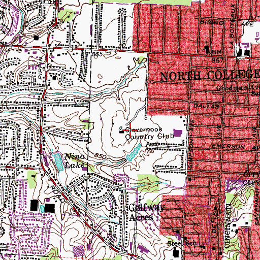 Topographic Map of Clovernook Country Club, OH