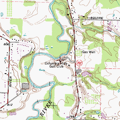 Topographic Map of Columbia Hills Golf Club, OH