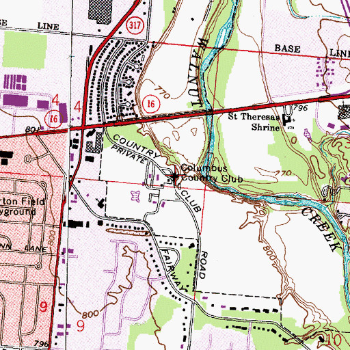 Topographic Map of Columbus Country Club, OH