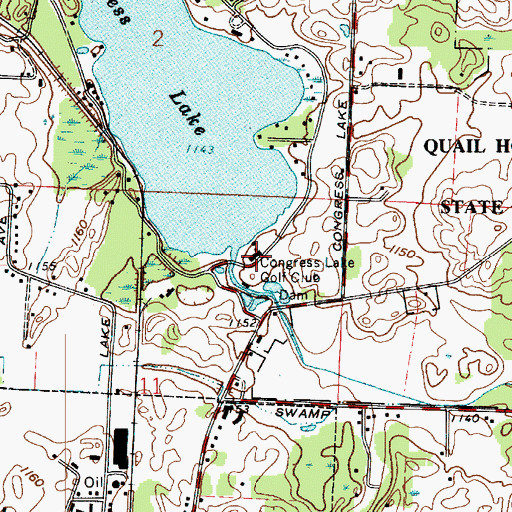 Topographic Map of Congress Lake Golf Club, OH