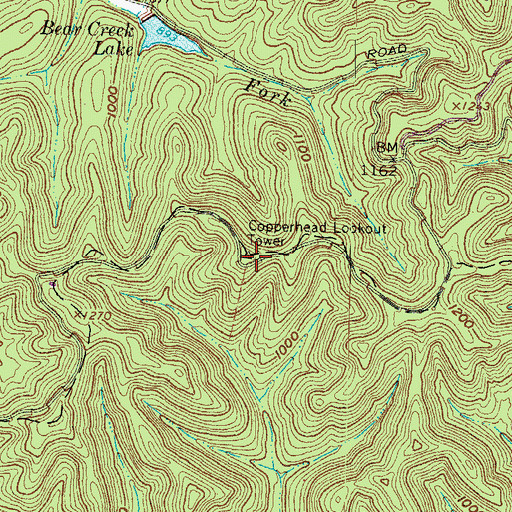 Topographic Map of Copperhead Lookout Tower, OH
