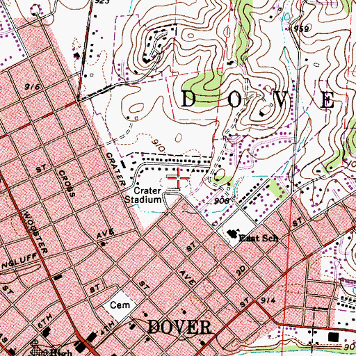 Topographic Map of Crater Stadium, OH