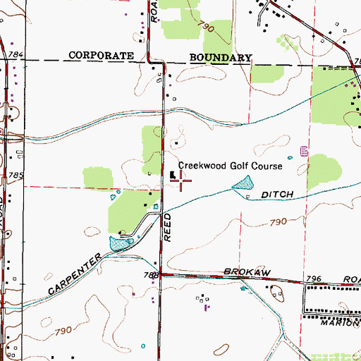 Topographic Map of Creekwood Golf Course, OH
