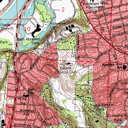 Topographic Map of Dayton Country Club, OH