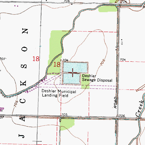 Topographic Map of Deshler Sewage Disposal, OH