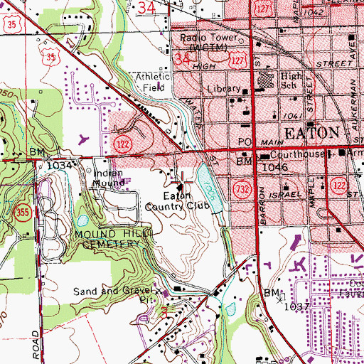 Topographic Map of Eaton Country Club, OH