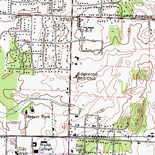 Topographic Map of Edgewood Golf Club, OH