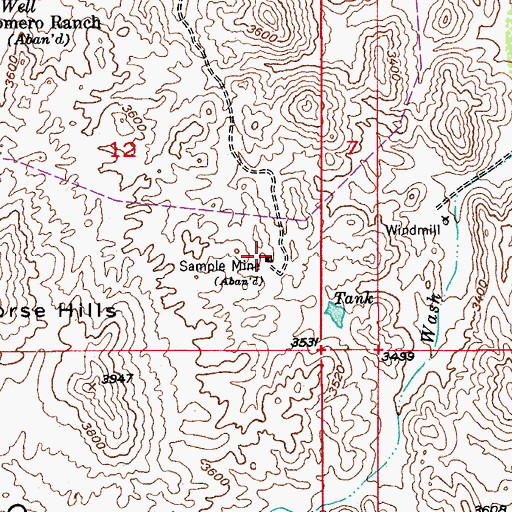Topographic Map of Sample Mine, AZ