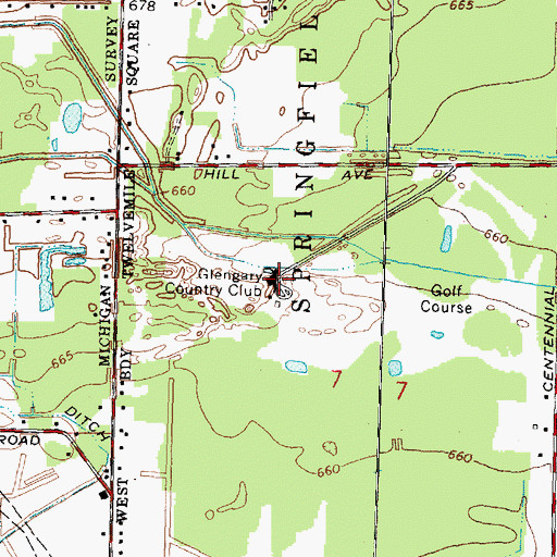 Topographic Map of Glengary Country Club, OH