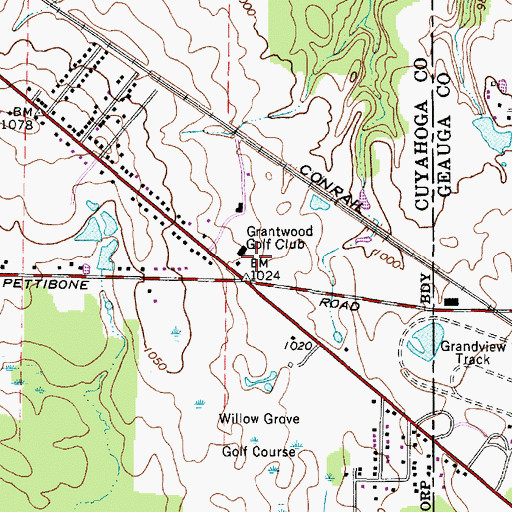 Topographic Map of Grantwood Golf Club, OH