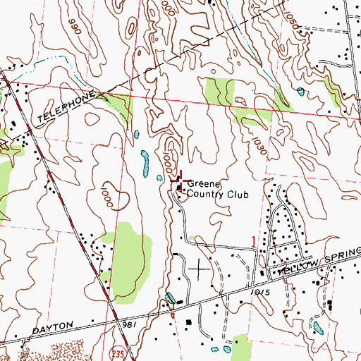 Topographic Map of Greene Country Club, OH