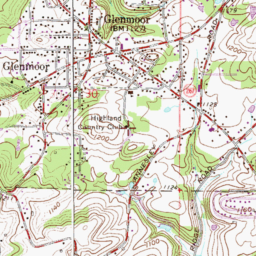 Topographic Map of Highland Country Club, OH