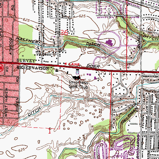 Topographic Map of Inverness Golf Club, OH