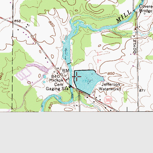 Topographic Map of Jefferson Waterworks, OH